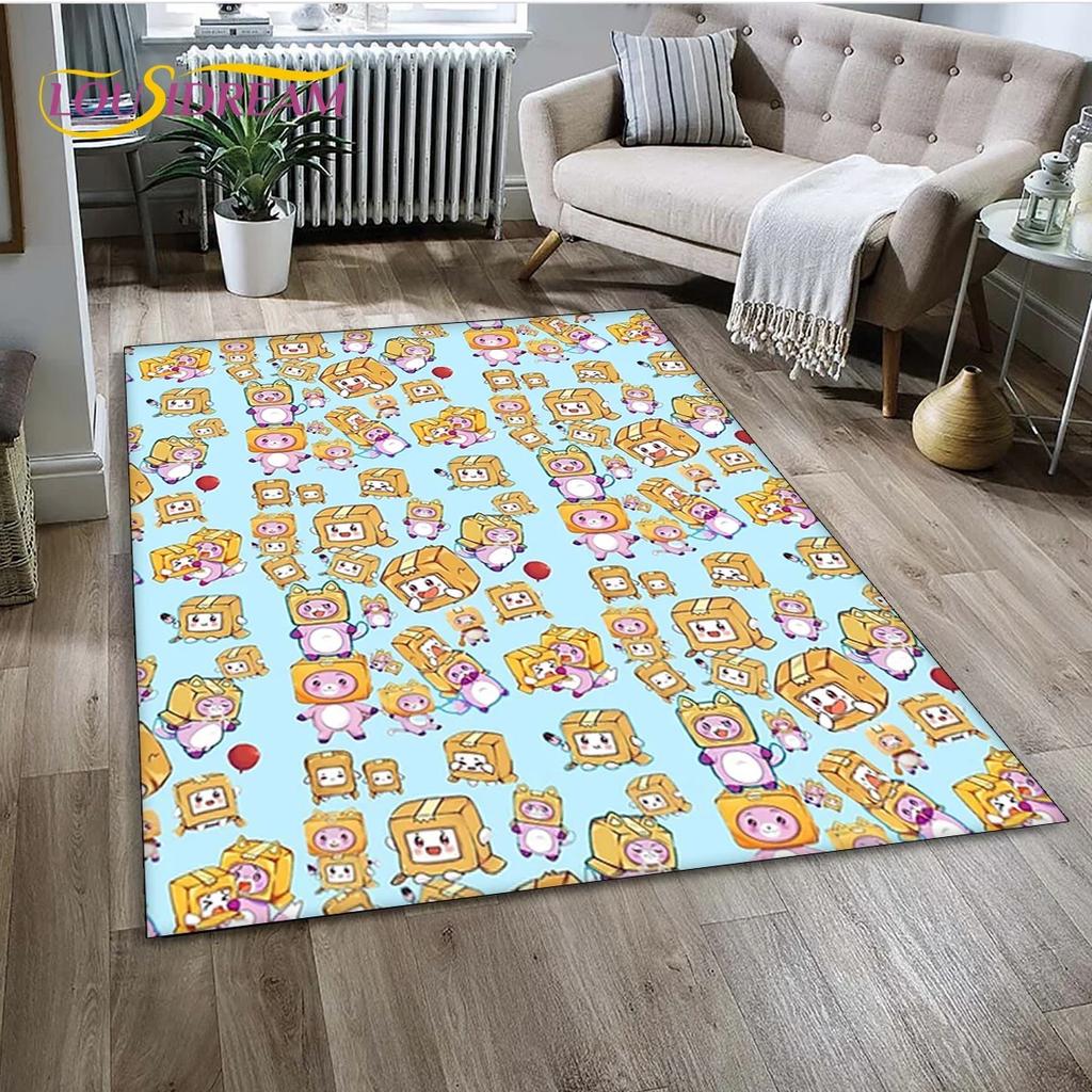 Lankybox Cute Happy Boxy Foxy Rocky Carpet Rug for Bedroom Living Room Home Sofa Decoration,Children Game Large Decor Floor Mat