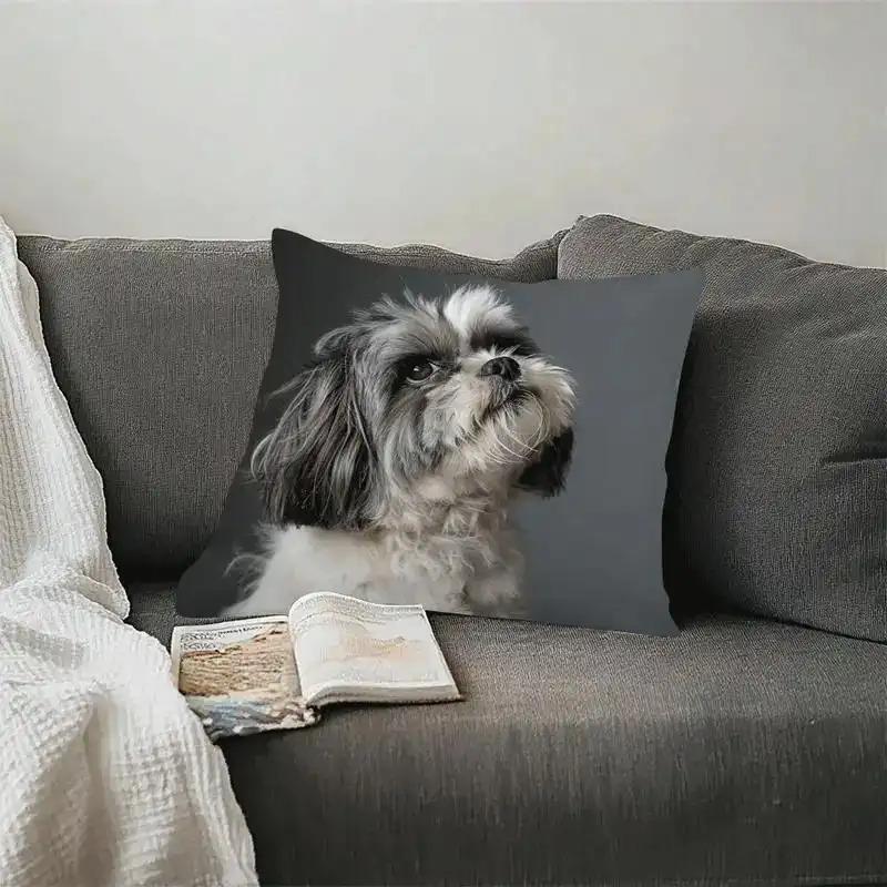 1 Stück Hundeliebhaber Shih Tzu Dekorative Kissenhülle, 2D-Druck Polyester Kissenbezug für Sofa Bett Auto Büro Heimdekoration