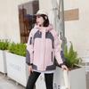 2026 Winter Womens Down Cotton Padded Jacket Hooded Loose Casual Outdoor Color Block Coat