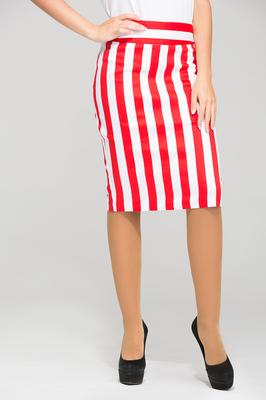 Straight Classic Skirt with Large Stripes Cotton