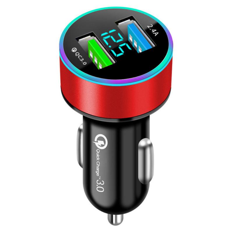 1/3PCS Car Cigarette Lighter Dual USB Phone Charger 12V-24V LED Display QC3.0 Fast Charging Aluminum Alloy Smartphone Auto