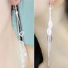 Orecchini a gancio lineari pendenti con nappe lunghe con strass a forma di cuore a foglia chic da donna