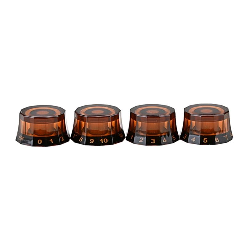 4Pcs Guitar Knobs Amber Top Hat Knobs Guitar Speed Control Knobs Volume Tone Control Knobs Fits 6mm/0.24  Rotary Shaft 1