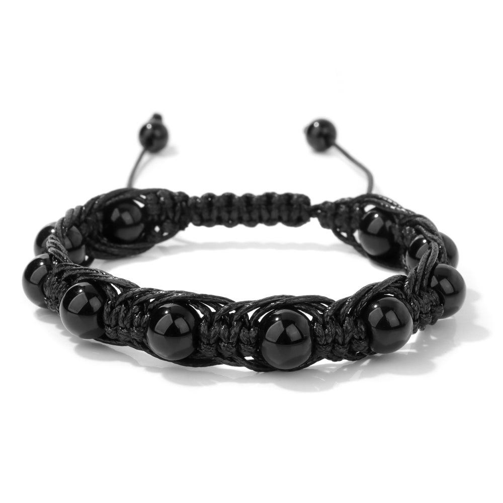 

JYL TS Bracelet Handmade Business Design Enhances Professional Luck glossy black beads анти-flash білого кольору