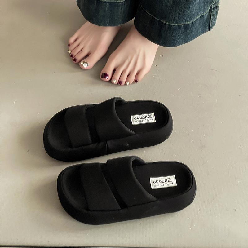 Fashion and leisure heightening non-slip one-word slippers for women's summer outer wear, home versatile one-pedal thick-soled cool slippers