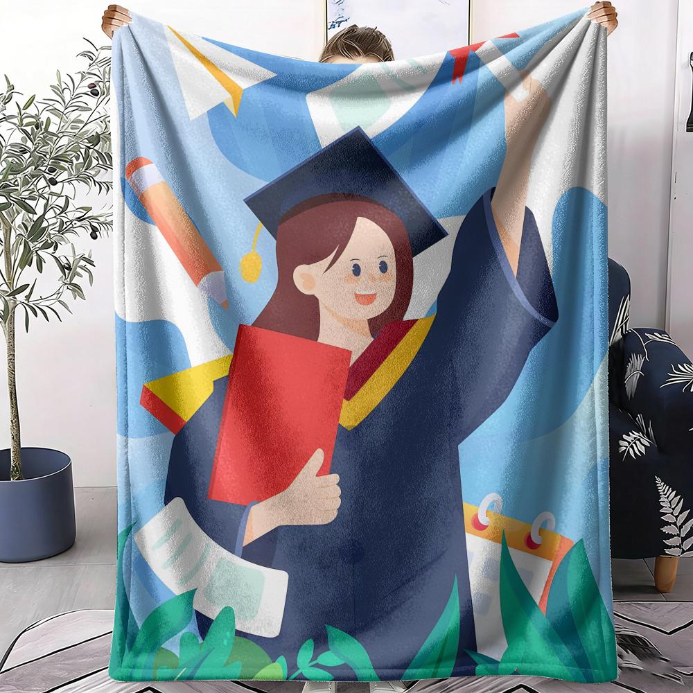Graduation season Throw Soft Flannel AC Blanket Lightweight Summer Nap Throw Cozy Blanket for Sofa Bed Travel Home