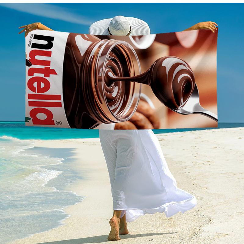 Ultra-Soft Beach Towel with Nutella Theme,Ideal for Pool - Camping, Diving - Perfect Travel Essential, Vibrant Beach Towel.