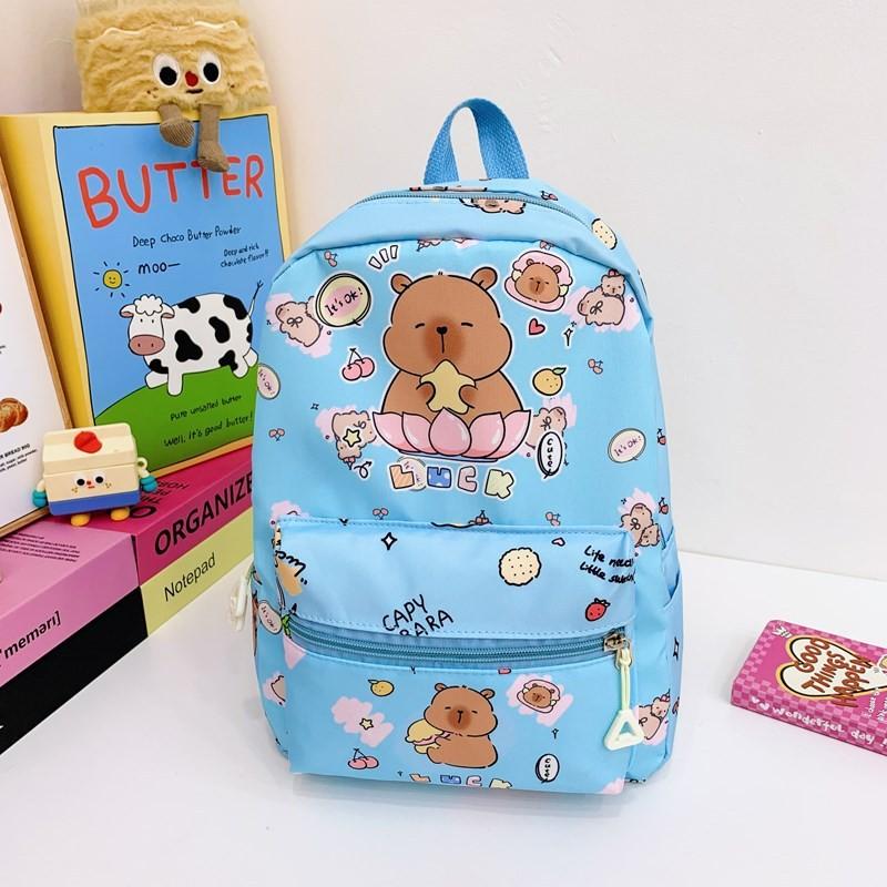 Pattern Capybara Cartoon Backpack Large Capacity Shoulders Bag Gift Children