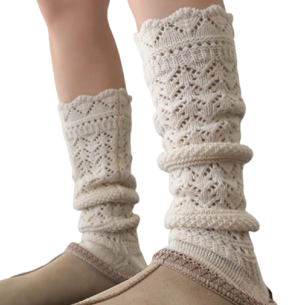 Hollow Out Knitted Foot Cover Sweet Lolita Boots Cover Trendy JK Knee High Socks  Girl