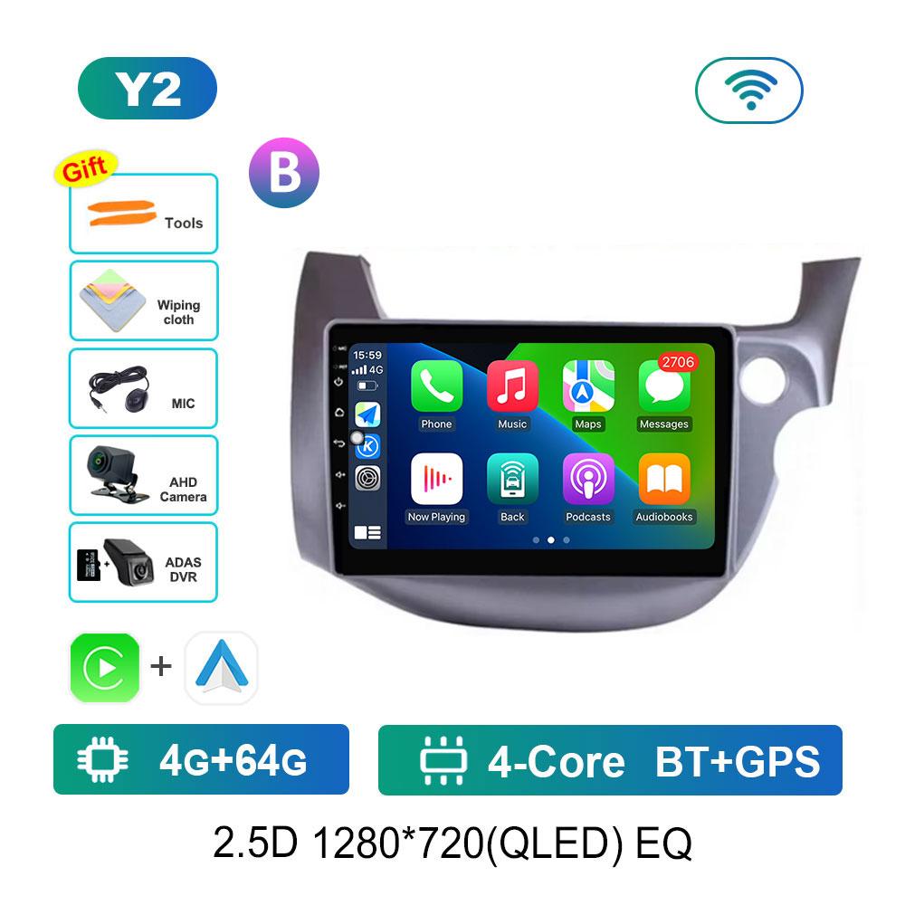 Bluetooth DSP Stereo Car Video Multimedia Player for HONDA FIT JAZZ 2008 - 2013 WiFi Android System 4G GPS QLED Touch Screen