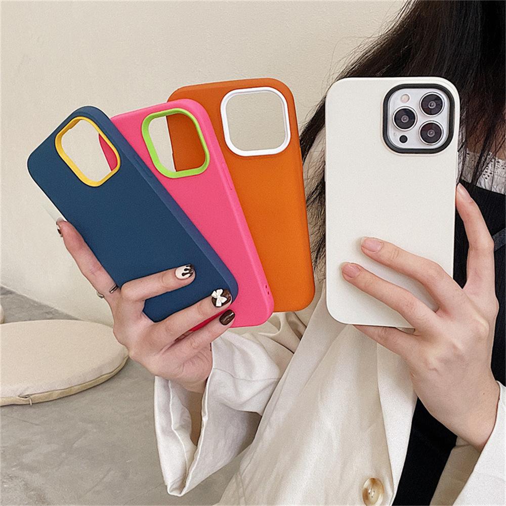 Candy Kleur Siliconen Telefoonhoesje Voor iphone 12 11 Pro Max Hoesje Voor iphone 13 14 15 Pro max XS XR Mat Zacht TPU Achterkant