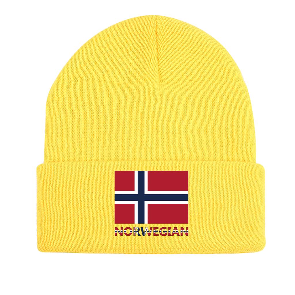 Norvegian Flag Print Winter Hats Unisex Knit Hat Beanie Winter Hat for Women Solid Casual Knitted beaniesPerfect For Urban Style