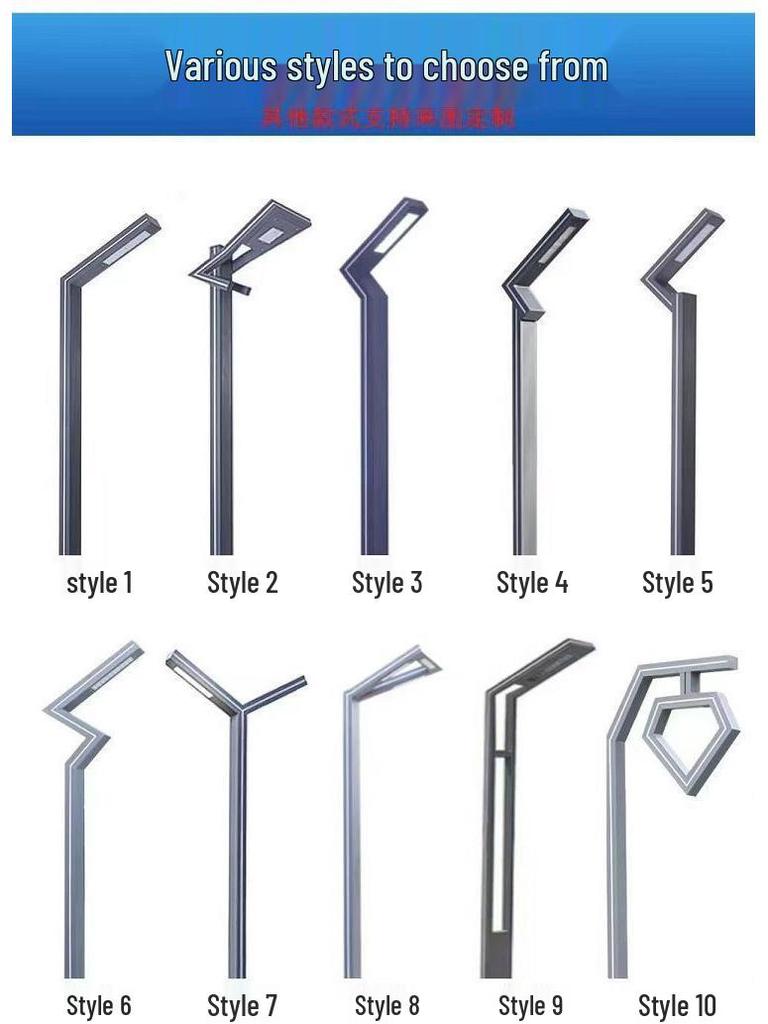3-Meter 7-Shaped Aluminum LED Solar Street Light for Parks