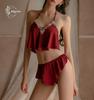 Babydoll Top and Bottom Cute Sexy Beautiful Sexy Bottom Set [Mqyzhx] Set, String, Satin, Lingerie, Underwear, Wear, Camisole, Shorts, 2-Piece (Wine