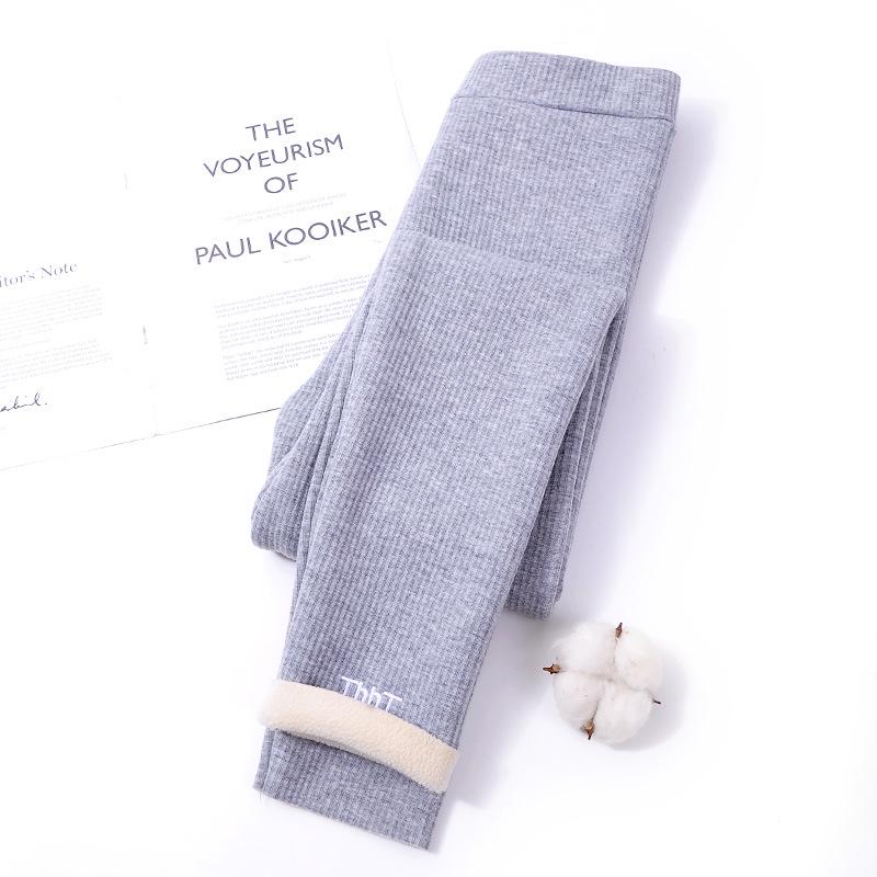 Women's Velvet-Lined Ribbed Yoga Pants - Slimming Plus-Size Outerwear for Autumn/Winter Fitness
