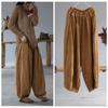 Johnature Women Vintage Linen Wide Leg Pants Elastic Waist Loose Autumn Trouser Chinese Style Women Soft Long Pants