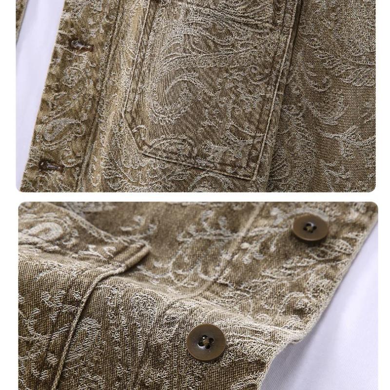 Spring Autumn New Long Sleeve Denim Shirts for Men Fashion Male Streetwear Heavy Jean Tops Cotton Loose Printed Shirts Vintage Clothes