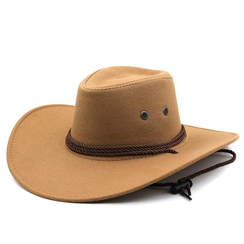 Western Cowboy Hat Big Eaves Suede Outdoor Vintage Top Hat British Jazz Hot Sale