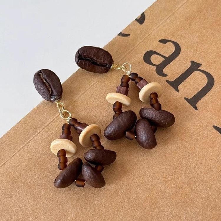 Trendy Coffee Bean Studs Earrings Comfortable Dangle Earrings Accessory Fashion Ethnic Style Jewelry for Coffee Lovers