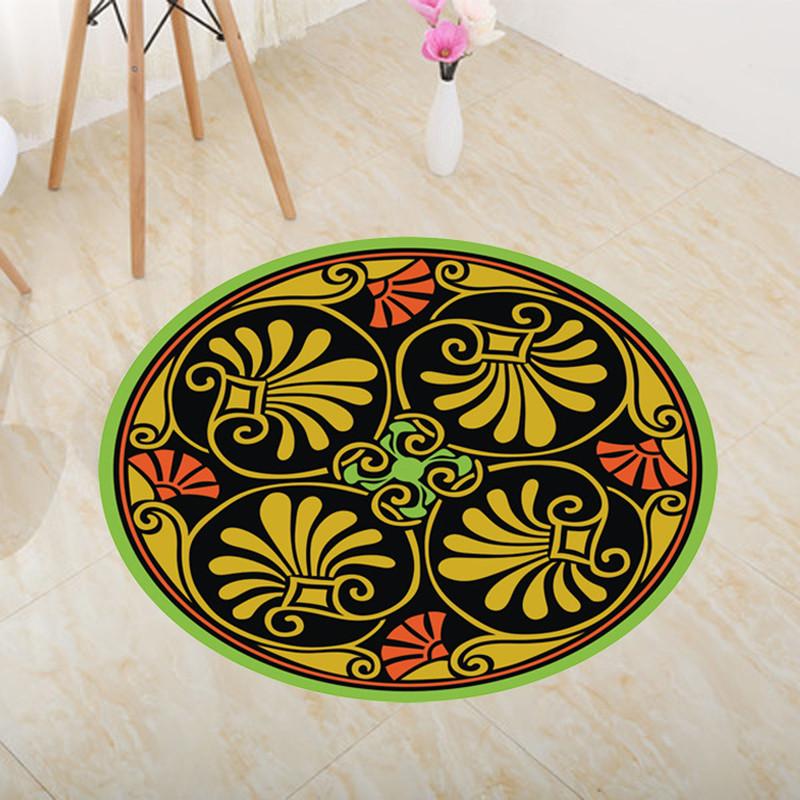 Round Retro Ethnic Style Carpet Living Room Coffee Table Bedroom Computer Chair Hanging Basket Non-slip Floor Mat