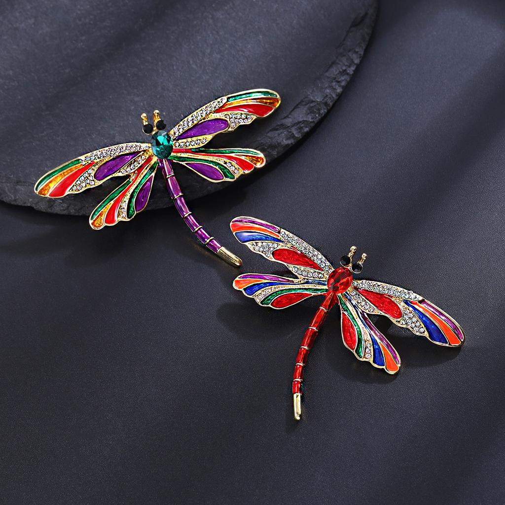 Weiman Colorful Dragonfly Brooches Luxury Women Rhinestone Crystal Gold Plated Drip Oil Alloy Customize Designer Brooch Pins
