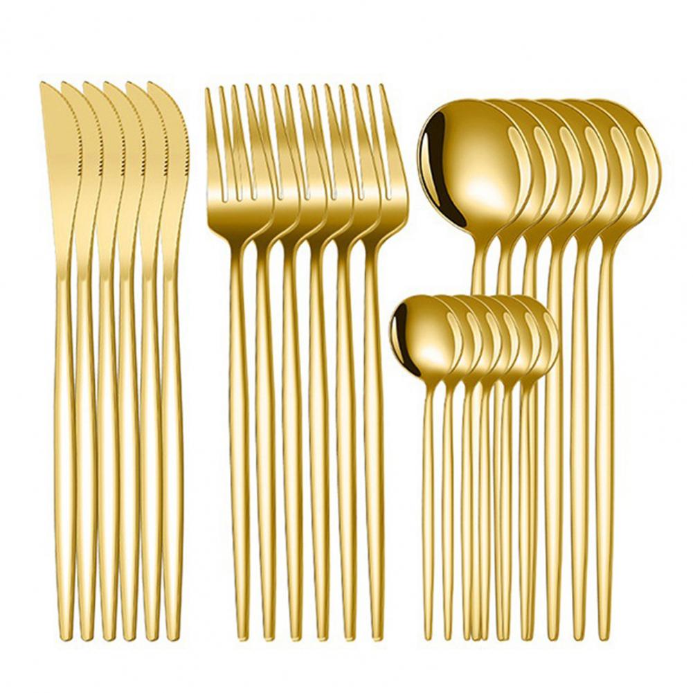 24/30pcs Dinnerware Set Fork Spoon Set Stainless Steel Dinnerware Set for Family Gatherings Rust-proof Cutlery for 6 for Kitchen
