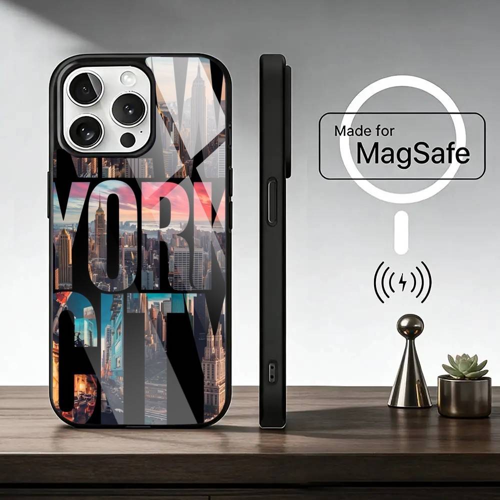 N-New York C-City   Phone Case For iPhone17,16,15,14,13,12,11 Plus,Pro Magnetic For Magsafe Wireless Charging