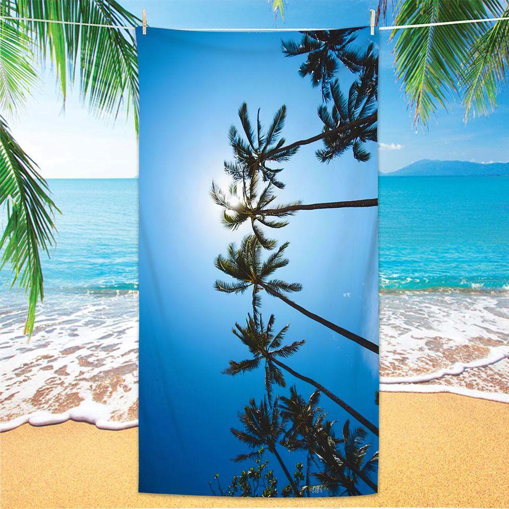 Coconut Palm Trees Beach Towel Microfiber Tropical Beach Beach Towels for Travel Quick Dry Super Absorbent Sand Proof Bath Towel