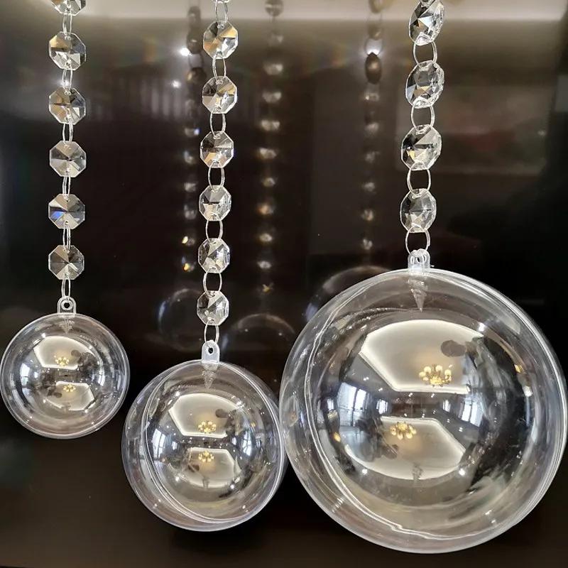 Christmas Ornaments Balls DIY Fillable Bauble Plastic Transparent Hollow Ball Wedding Party Xmas Tree Hanging Gift Decorations