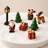 Christmas Home Decor Souvenirs 3 Pcs Miniature Figurines, Mini Resin Santa Tree Elk Gift Figurines for Village Box Figures Micro Landscape,