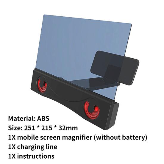 12-inch Phone Screen Highly Clear 3D Magnifier Handsfree Enlarged Mobile Phone Screen Amplifier