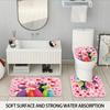 4 Valentine's Day Romantic Love Cartoon Cat Print Bathroom Set 180x180 Waterproof Shower Curtain Floor Mat U-shaped Toilet Mat