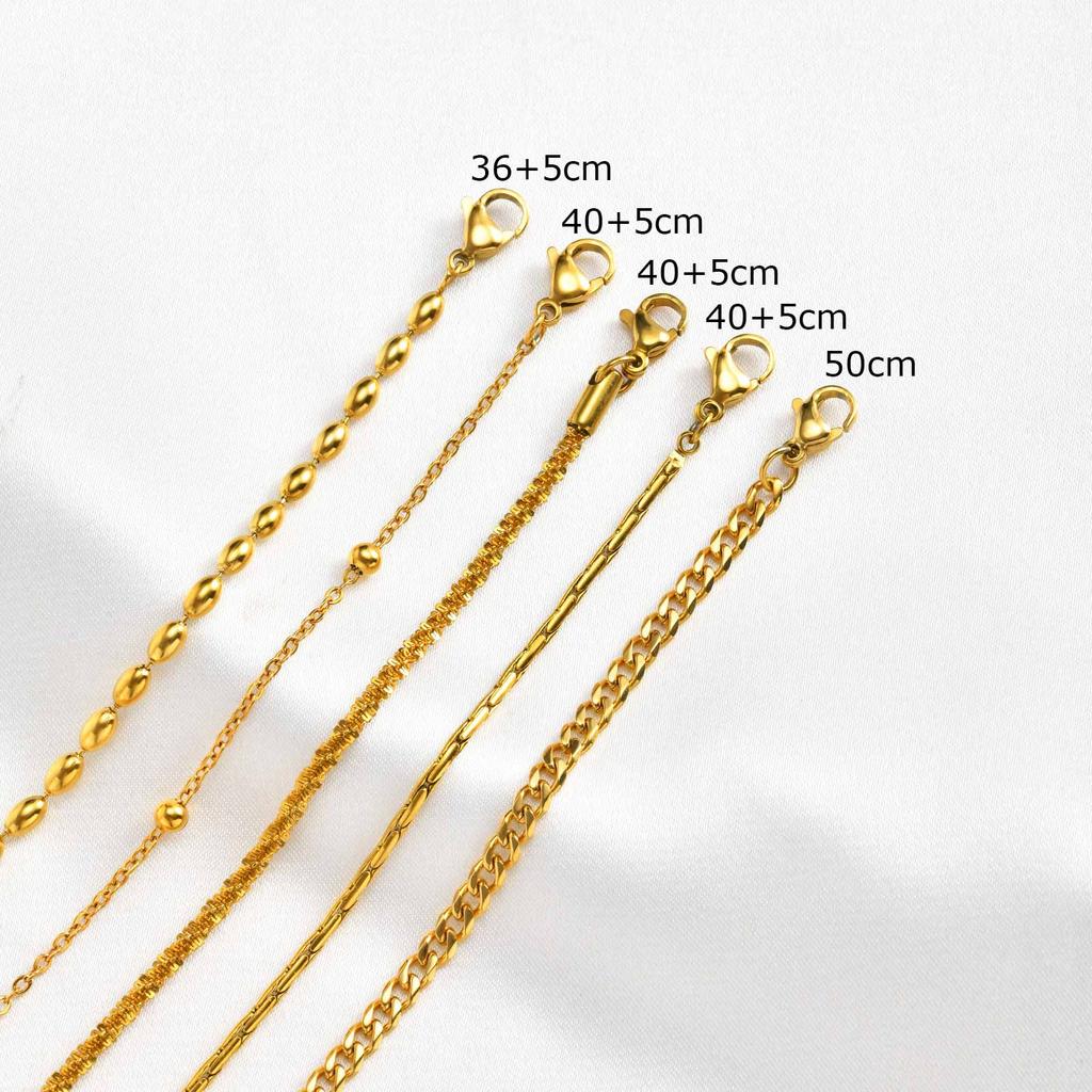 Women's Chain Necklace Waterproof Gold Plated Multi-style Single Bead Chain Layering Jewelry Stainless Steel Tarnish Free