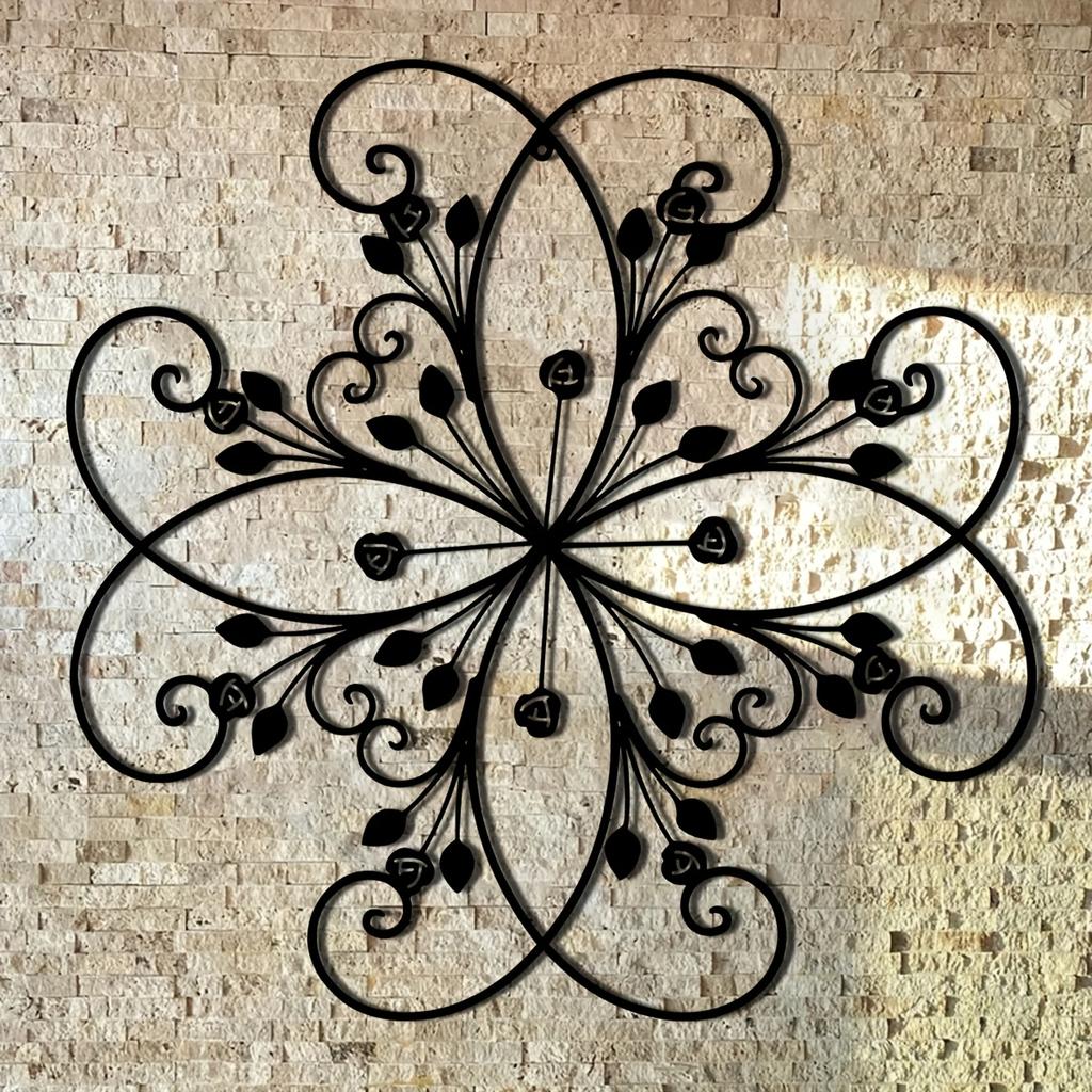 Metal Flower Wall Art Floral Sculpture 15 Inch Seasonal Decor For Garden Patio Balcony Home Wedding Gift