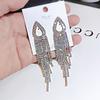 Shiny Crystal Zircon Long Stud Earrings for Women Geometric Hanging Drop Tassel Earring Fashion Party Vintage Pendant Jewelry