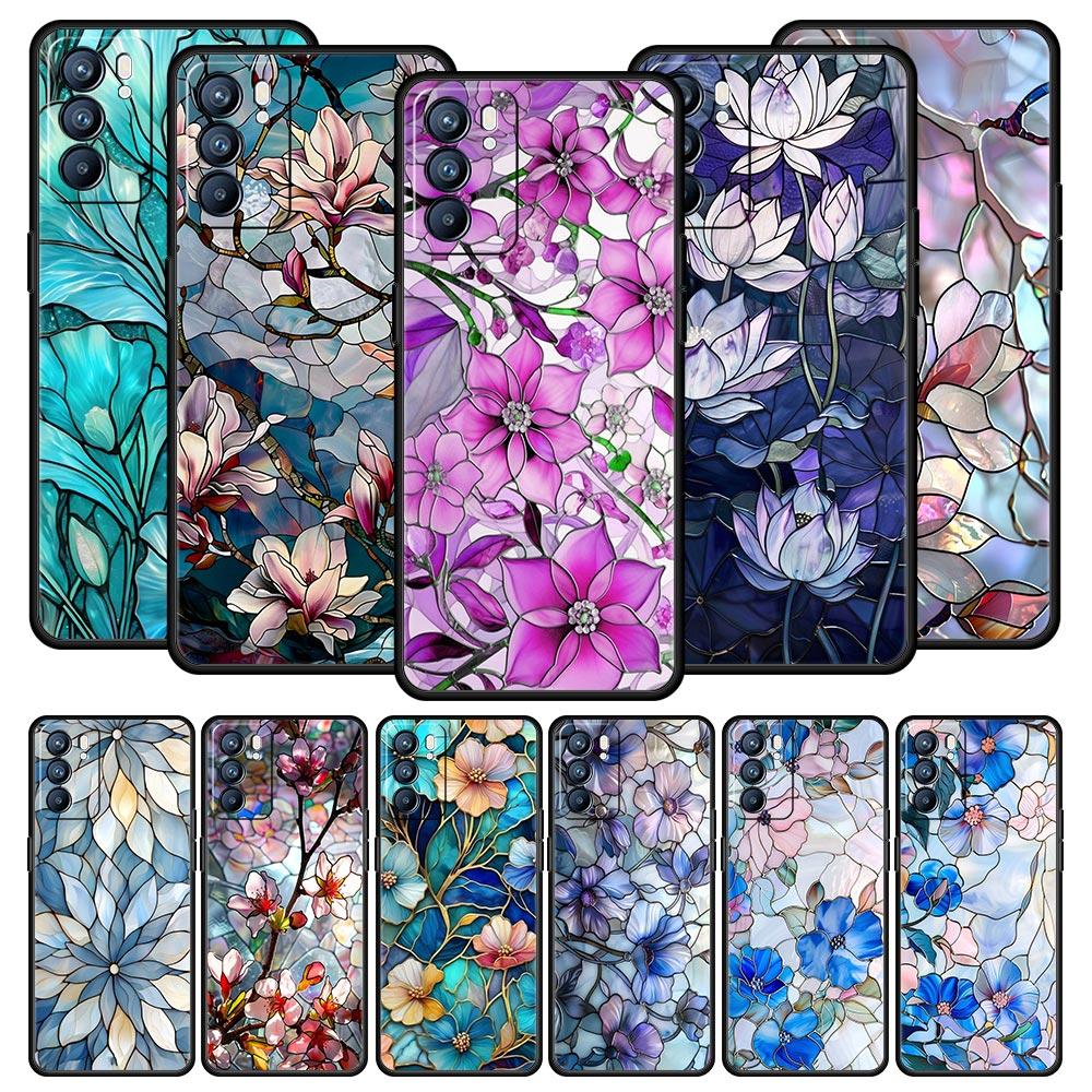 Phone Case For Oppo Reno13 Reno12 Reno11 F Reno10 Pro A54 A53 A95 A76 A74 A57 A98 A80 A79 5G A78 4G Cover Flower Marble Geometry