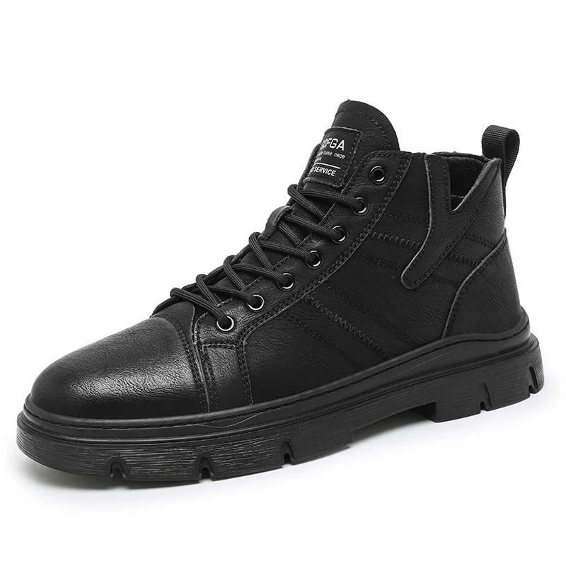 

Классические фирменные мужские рабочие ботинки, универсальные деловые короткие ботинки, зимние мужские ботильоны, модная обувь, красивые мотоциклетные ботинки 44 чёрный