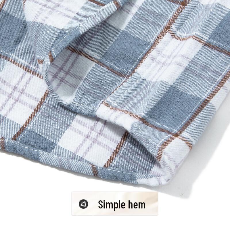 Chemise à carreaux à manches longues en coton brossé 100% pour homme Futing