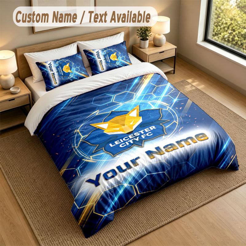 Bedding Set 1 Duvet Cover 2 Pillowcases Leicester City Print Soft Bed Linen Bedroom Decor