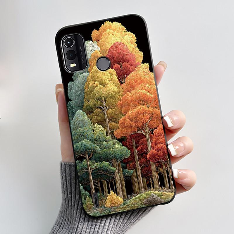 Schwarzes Case für Nokia G11 Plus Einzigartiges Design Schwarze Katze mit Korb Muster Schale Gelee Farbe Kratzfest Weiche Hülle