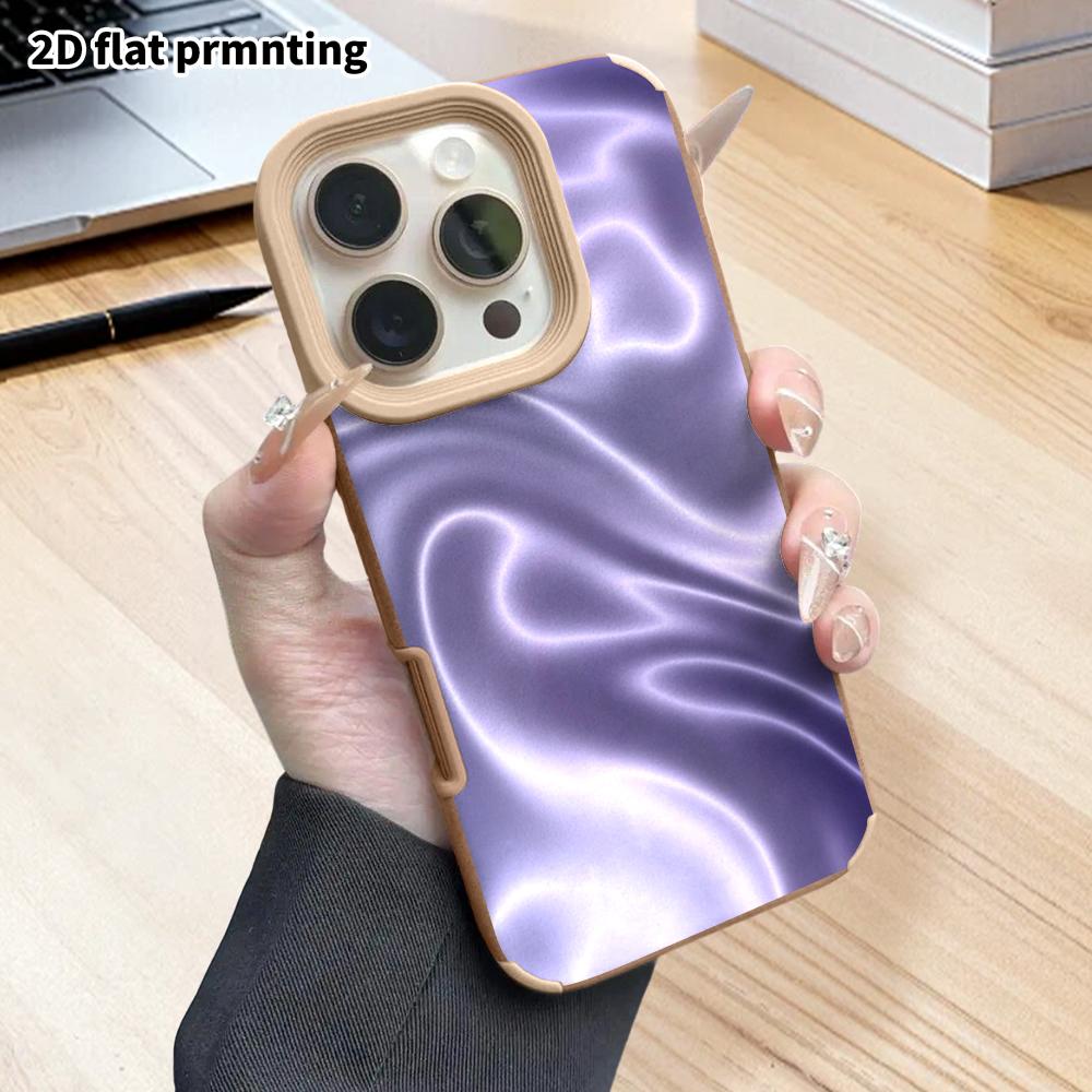 Phone Case: 2D flat lambskin suitable for iPhone 18 17 16 15 14 13 Pro film protective case, light purple neon, Christmas and Halloween gift