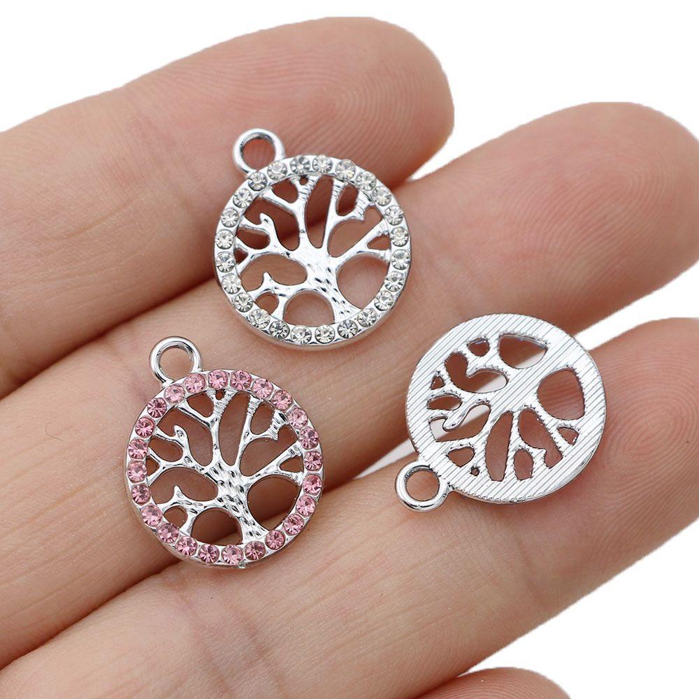 10Pcs Silver Plated Crystal Tree Of Life Charm Pendant For Jewelry Making Earrings Bracelet Necklace Accessories Diy Findings