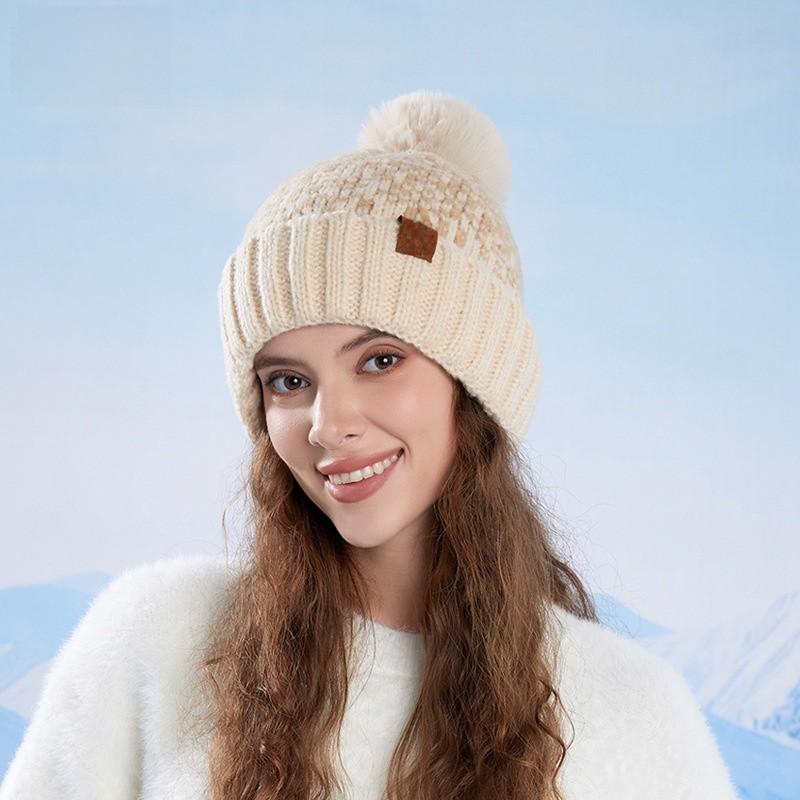 Knitted Winter Beanie Hat For Women With Fleece Lining And Ear Warmers For Outdoor Casual Wear