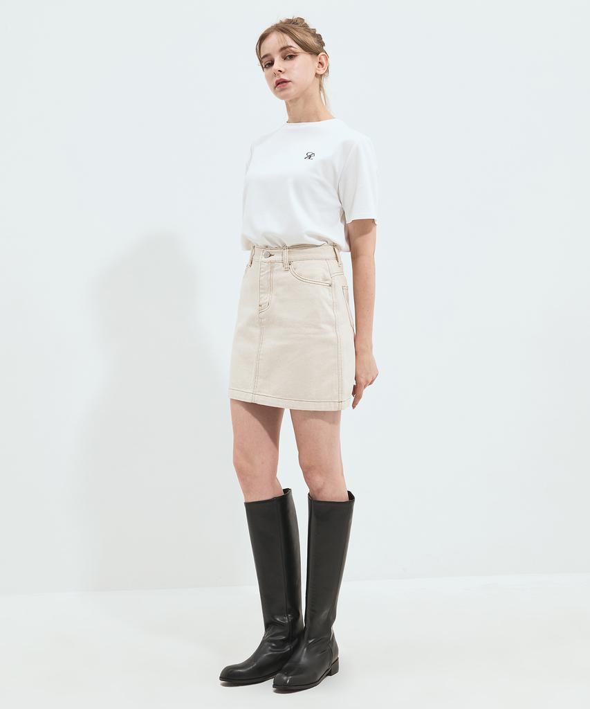 Solteuaenchokollis Sac Logo Oversized Silket T-Shirt Ivory 4W2231202