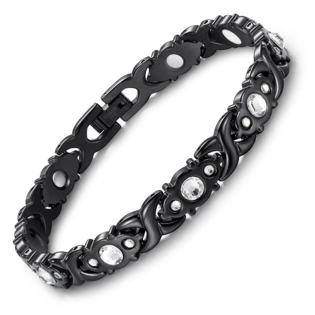 Bracciale Magnetico per Drenaggio Linfatico per Uomo Donna Detox Linfatico Bracciale in Zirconi Dimagrante Terapia Magnetica Regalo per la Cura della Salute