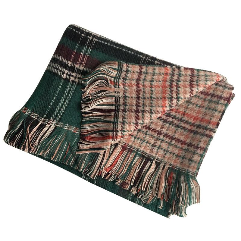 Autumn And Winter Double-Sided Acrylic Thickened sScarves Imitation Cashmere Striped Plaid Shawls And Scarves