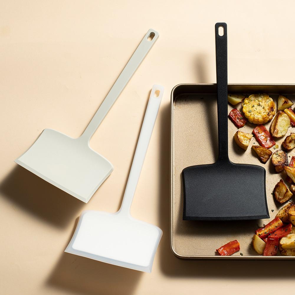 Heat Resistant Silicone Japanese Omelet Spatula Anti-scalding Extended Handle Pancake Scraper Hanging Hole Widening Shovel Head