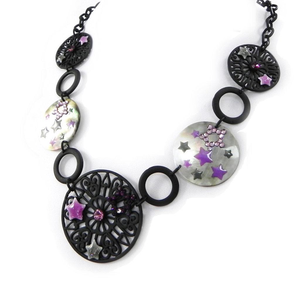 

NOA [H9035] - Дизайнерское колье «Кармен» фиолетово-серый