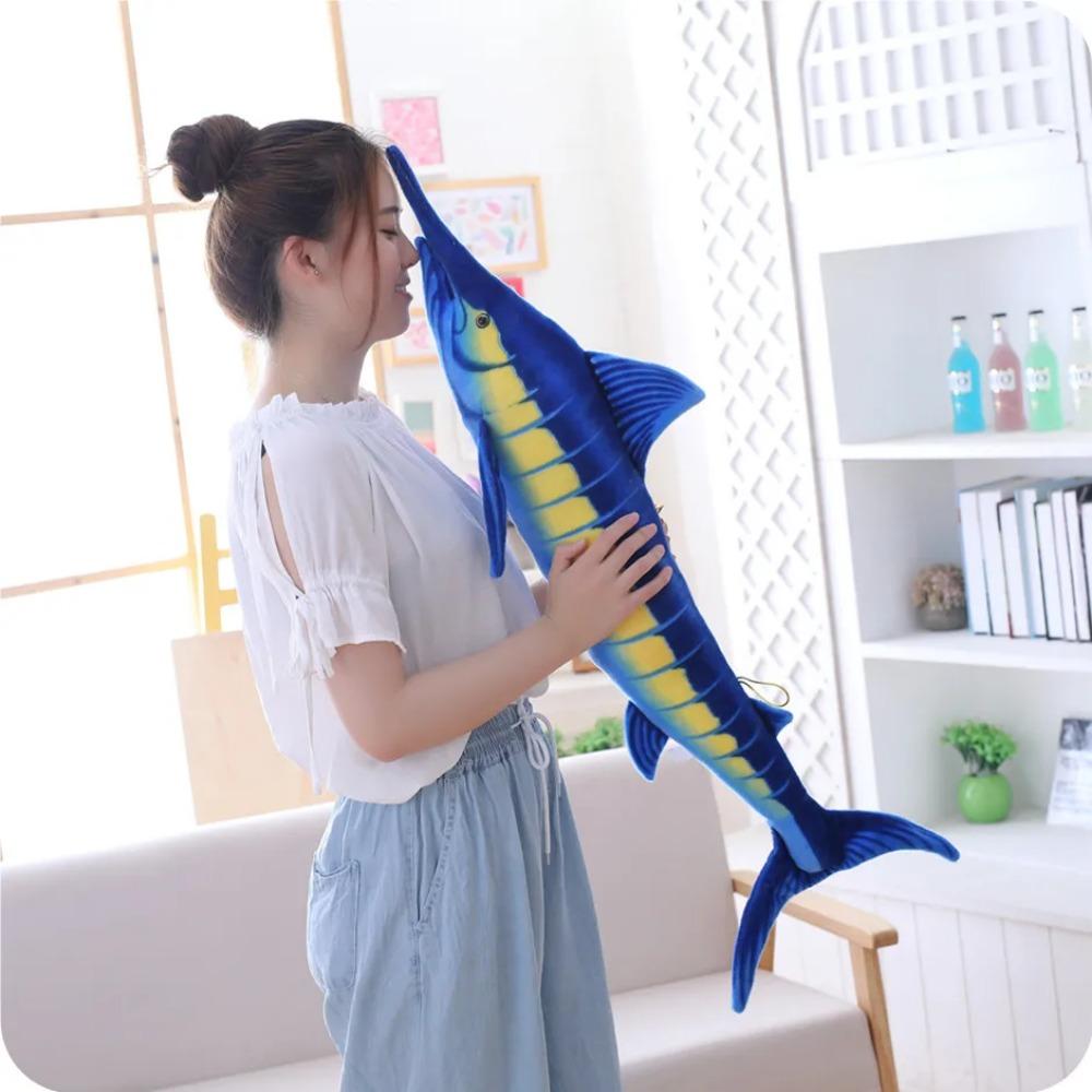 100cm/140cm Big Size Simulation Fish Toys Stuffed Soft Plush Blue Marlin Makaira Mazara Pillow Toys for Birthday Toys