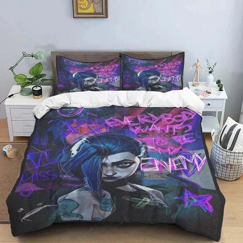 3D Print Jinx Arcane Bedding Collection Duvet Cover Bed Collection Quilt Cover Pillowcase Comforter King Queen Size Boys Adult Bedding Collection